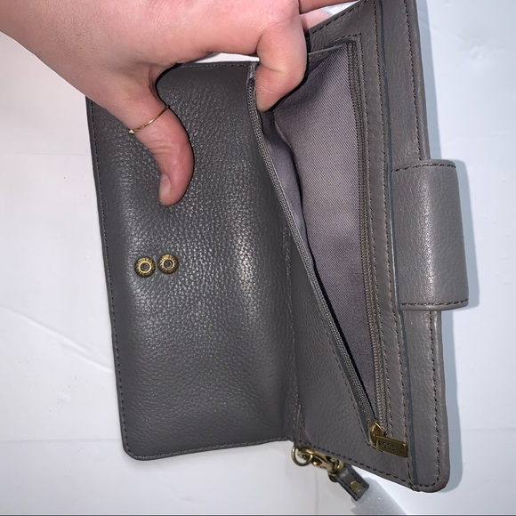 FOSSIL WALLET GREY GRAY MADISON BIFOLD LEATHER - Picture 6 of 7